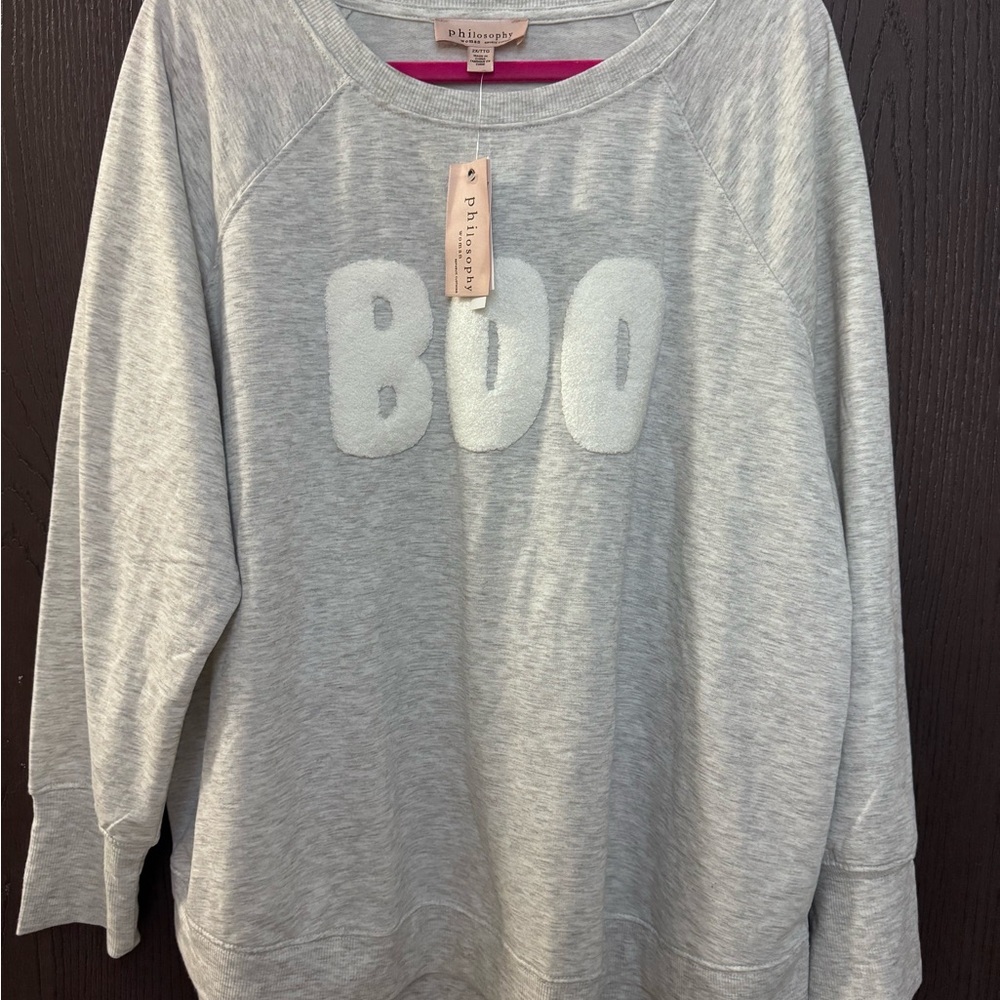Philosophy Light Gray 'BOO' Sweatshirt